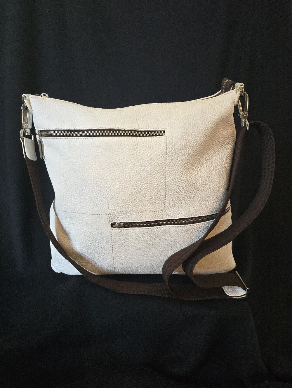 Rare Plinio Visona White pebble Italian leather shoulder Bag Shoulder Crossbody
